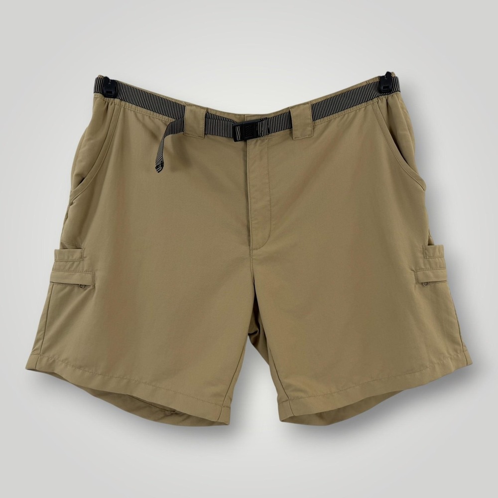 RailRiders Mens 2XL Beige Hiking Travel Quick Dry Nylon Belted Shorts